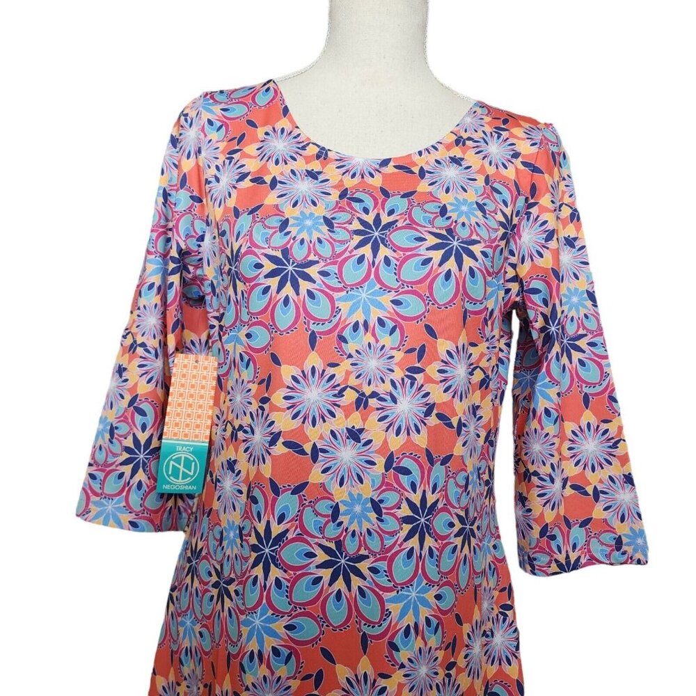 NWT Tracy Negoshian Red Printed Geometric Tunic Dress Size Small - Picture 3 of 9